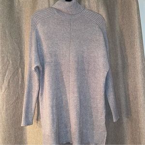 Heather grey turtleneck sweater mini dress